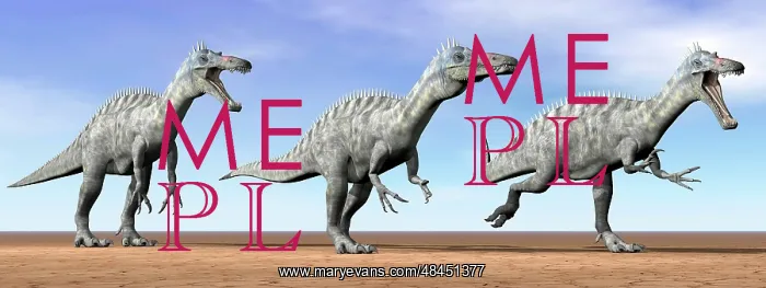 : Three Suchomimus dinosaurs standing in the desert : Three Suchomimus dinosaurs standing in the desert