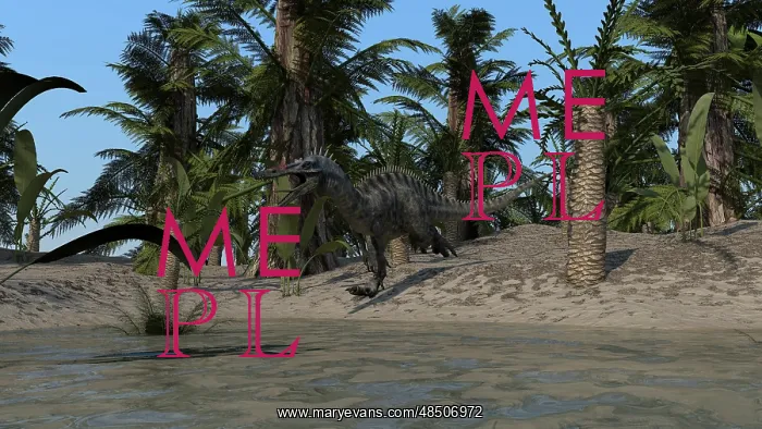 : Suchomimus running along the sho : Suchomimus running along the sho