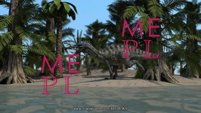 : Suchomimus running along the shoreline : Suchomimus running along the shoreline