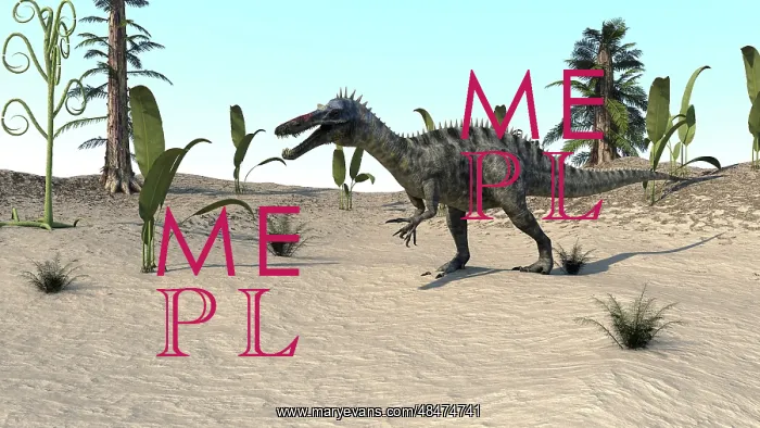 : Suchomimus walking through an open desert : Suchomimus walking through an open desert