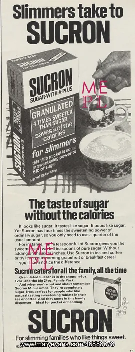 : Sucron sweetener advert : Sucron sweetener advert