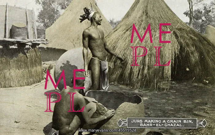 : Sudan - Jur Tribesman making a Grain Bin : Sudan - Jur Tribesman making a Grain Bin