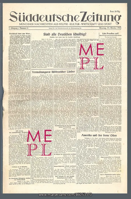 : Suddeutsche Zeitung, Are all Germans guilty?, Karl Barth : Suddeutsche Zeitung, Are all Germans guilty?, Karl Barth