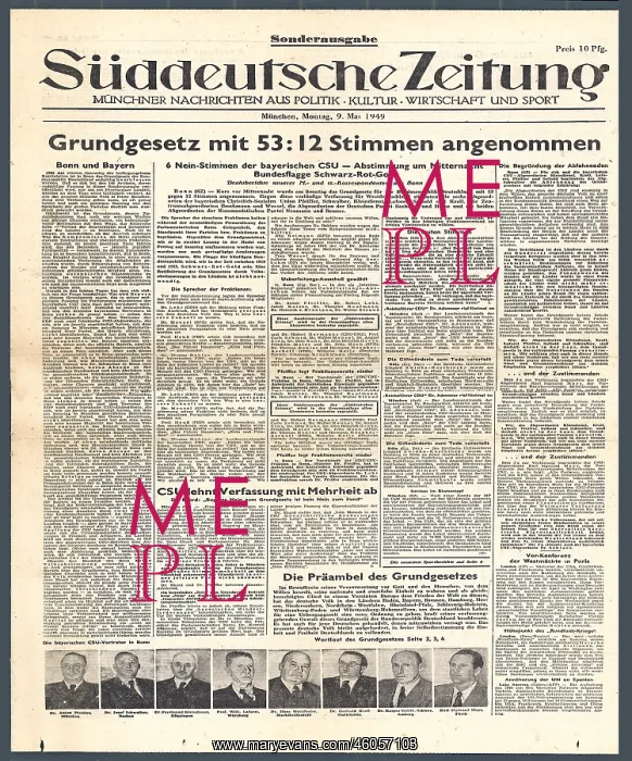: Suddeutsche Zeitung, special edition, Grundgesetz accepted : Suddeutsche Zeitung, special edition, Grundgesetz accepted