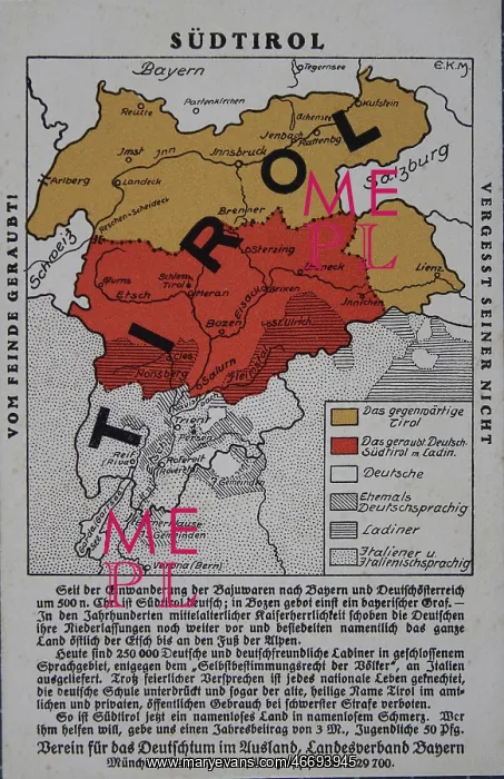 : 'Sudtirol u Vom Feinde geraubt! Vergesst : 'Sudtirol u Vom Feinde geraubt! Vergesst