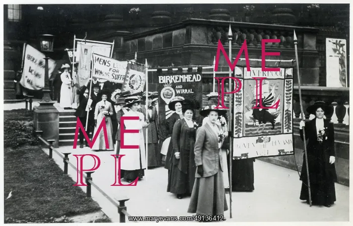 : Suffrage Procession - Outside Liverpool Central Library : Suffrage Procession - Outside Liverpool Central Library