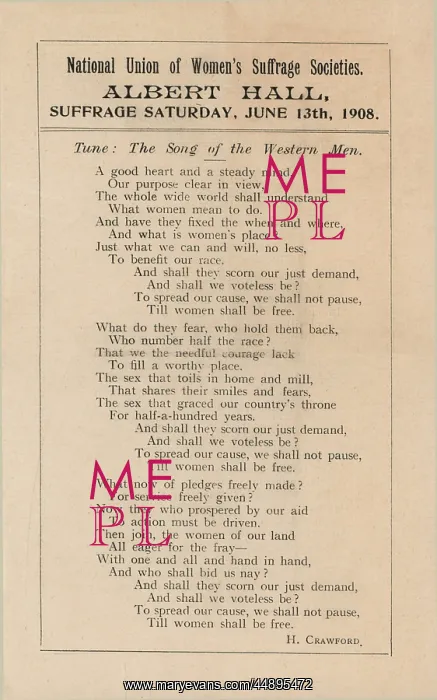 : Suffrage Songsheet N.U.W.S.S : Suffrage Songsheet N.U.W.S.S