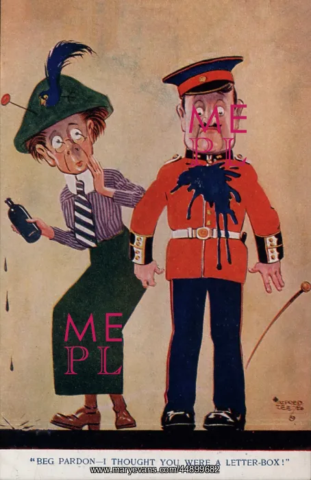 : Suffragette Attacks Soldier, Not Letter Box : Suffragette Attacks Soldier, Not Letter Box