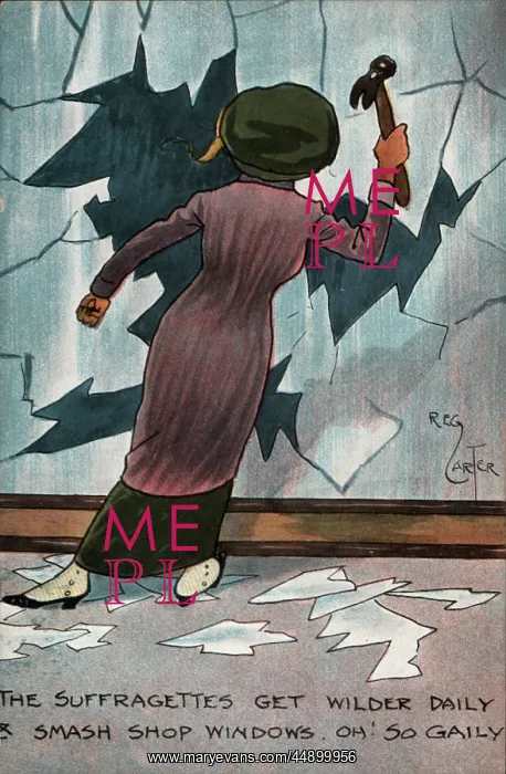 : Suffragette Breaks Window Militant : Suffragette Breaks Window Militant