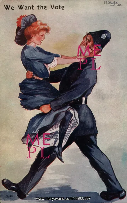 : Suffragette Carried off by Policeman : Suffragette Carried off by Policeman