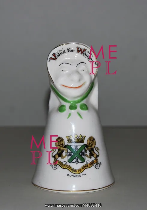 : Suffragette Crested China Bell : Suffragette Crested China Bell