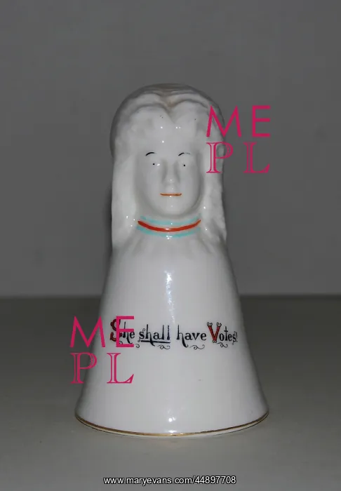: Suffragette Crested China Bell : Suffragette Crested China Bell