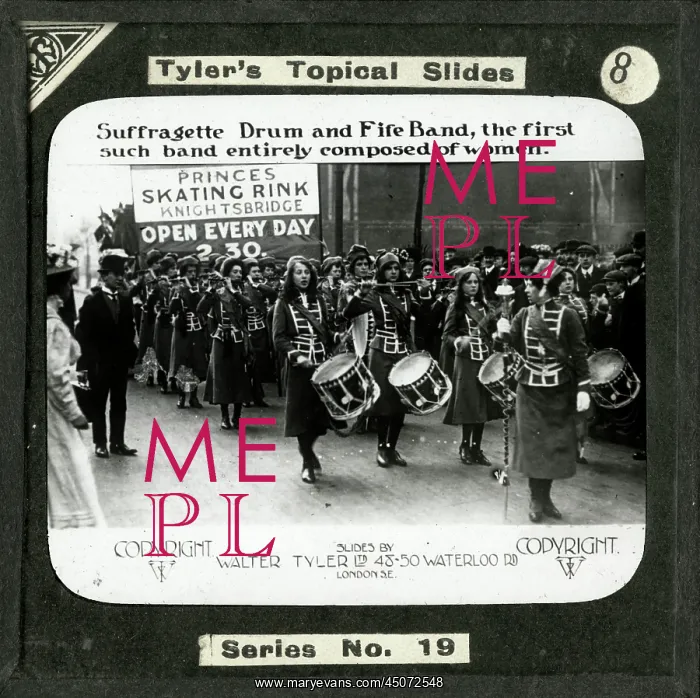  : Suffragette Drum and Fife band - Lantern Slide