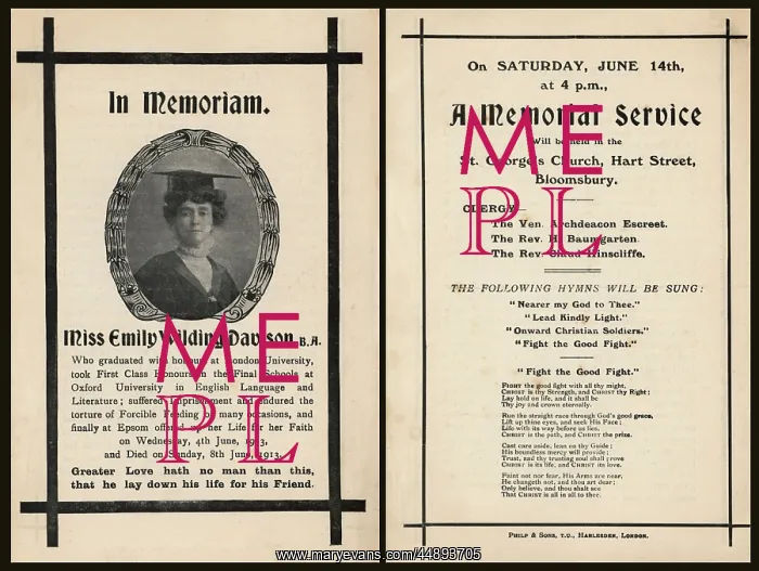 : Suffragette Emily Wilding Davison In Memoriam : Suffragette Emily Wilding Davison In Memoriam