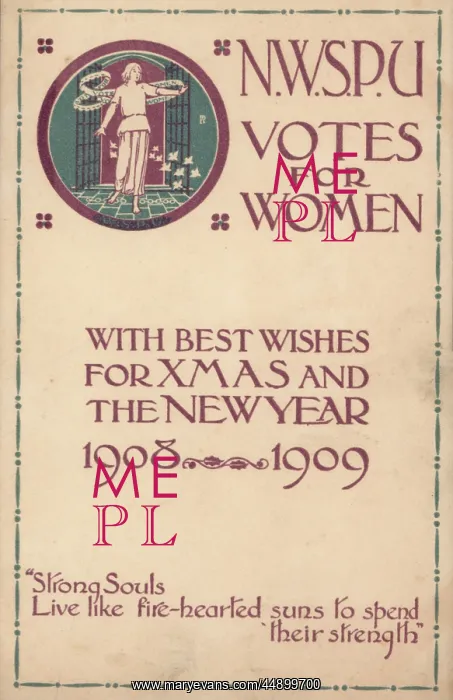 : Suffragette N.W.S.P.U Christmas Card : Suffragette N.W.S.P.U Christmas Card