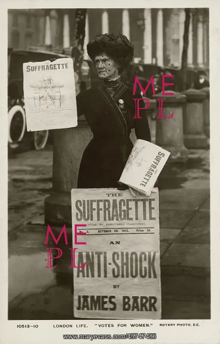 : Suffragette selling copies of The Suffragette : Suffragette selling copies of The Suffragette