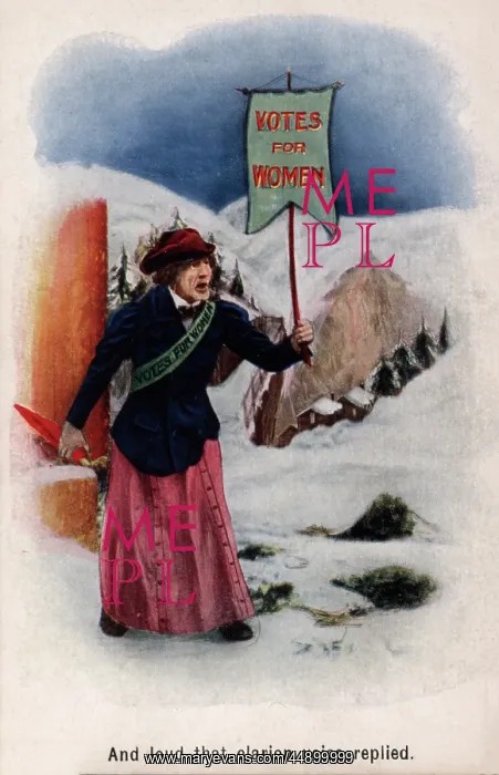 : Suffragette in Snow Votes for Women : Suffragette in Snow Votes for Women