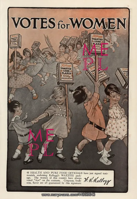 : Suffragette Votes for Women Kellog's Advert : Suffragette Votes for Women Kellog's Advert
