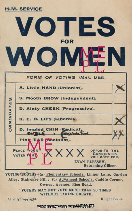 : Suffragette Votes for Women Voting Form : Suffragette Votes for Women Voting Form