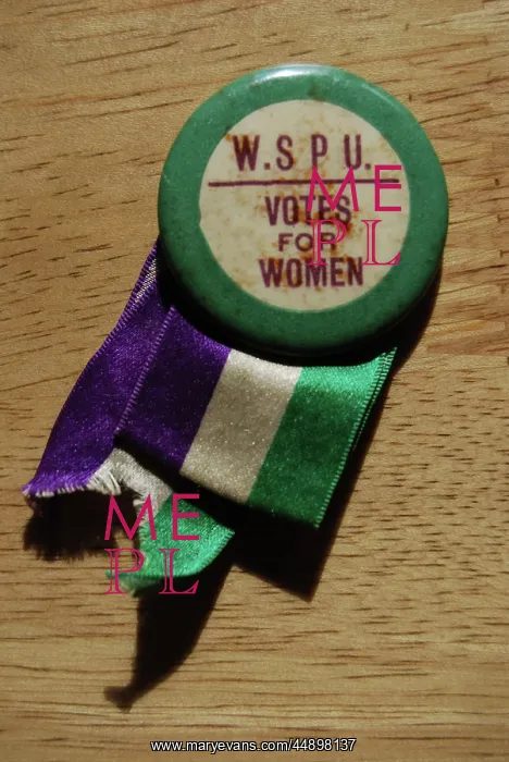 : Suffragette W.S.P.U Badge and Ribbon : Suffragette W.S.P.U Badge and Ribbon
