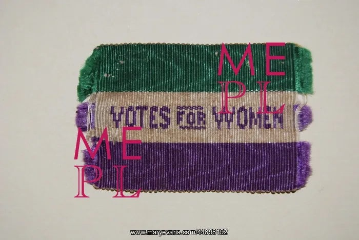 : Suffragette W.S.P.U Ribbon Badge : Suffragette W.S.P.U Ribbon Badge