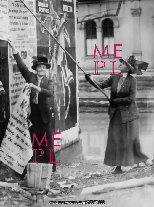 : Suffragettes hanging Votes for Women in the : Suffragettes hanging Votes for Women in the