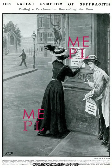 : Suffragists putting up posters in London 1908 : Suffragists putting up posters in London 1908