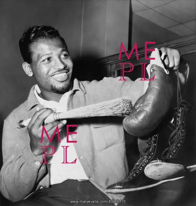 : Sugar Ray Robinson dusting off his boxing ? : Sugar Ray Robinson dusting off his boxing ?