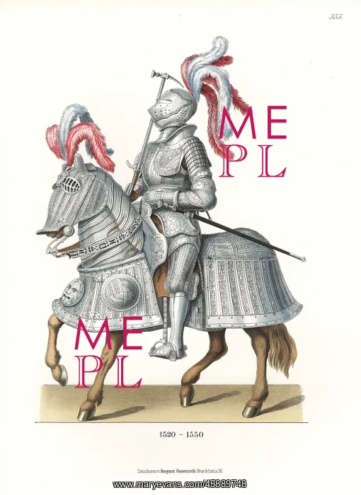 : Full suit of ornate armor for man and horse : Full suit of ornate armor for man and horse