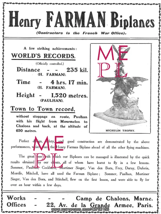 : Summary Of Henry Farman Aeroplane World's Records : Summary Of Henry Farman Aeroplane World's Records