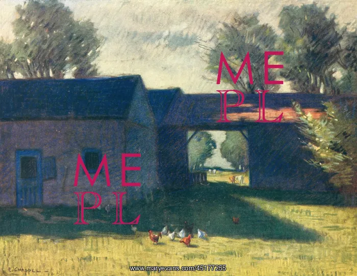 : Summer. A painting of some farmyard barns in Summer : Summer. A painting of some farmyard barns in Summer