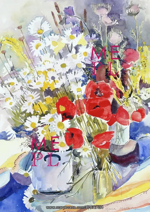 : A Summer Bouquet ' daisies and poppies : A Summer Bouquet ' daisies and poppies