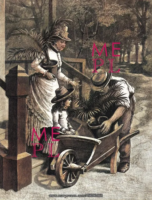 : Their summer change of air, potted plants, c.1880 : Their summer change of air, potted plants, c.1880