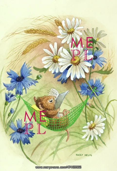 : A Summer Day - vole in hammock reading : A Summer Day - vole in hammock reading