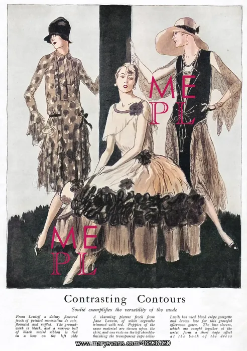 : Three Summer gowns from Paris 1927 : Three Summer gowns from Paris 1927