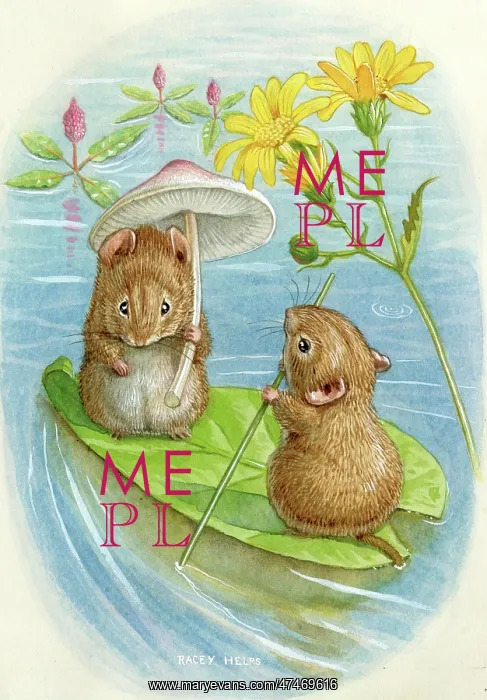 : Summer on the Lake - two voles punting : Summer on the Lake - two voles punting
