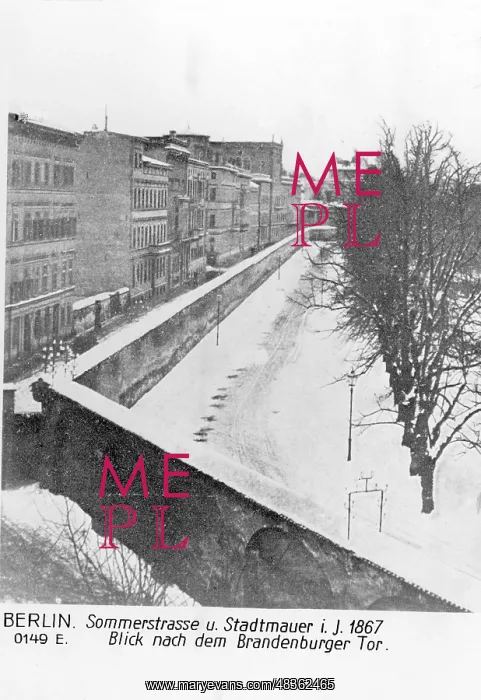 : Summer street in Berlin in winter, 1867 : Summer street in Berlin in winter, 1867