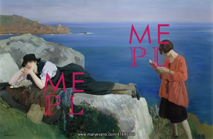 : Summertime, Cornwall – women on a cliff : Summertime, Cornwall – women on a cliff