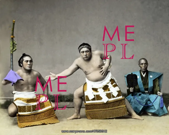 : Sumo wrestlers and referee, Japan : Sumo wrestlers and referee, Japan
