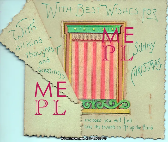  : Sun blind with comic verse on a Christmas card