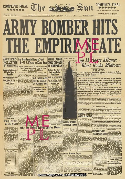 : The Sun front page Bomber hits Empire State Building : The Sun front page Bomber hits Empire State Building