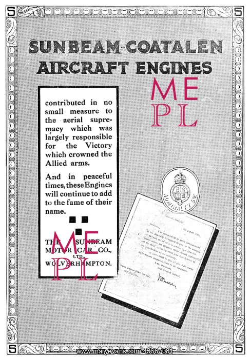 : Sunbeam-Coatalen Aircraft Engines : Sunbeam-Coatalen Aircraft Engines