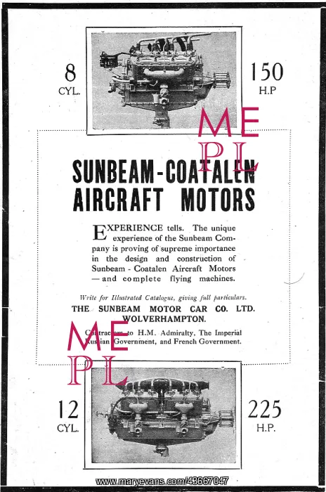 : Sunbeam-Coatalen Aircraft Motors : Sunbeam-Coatalen Aircraft Motors