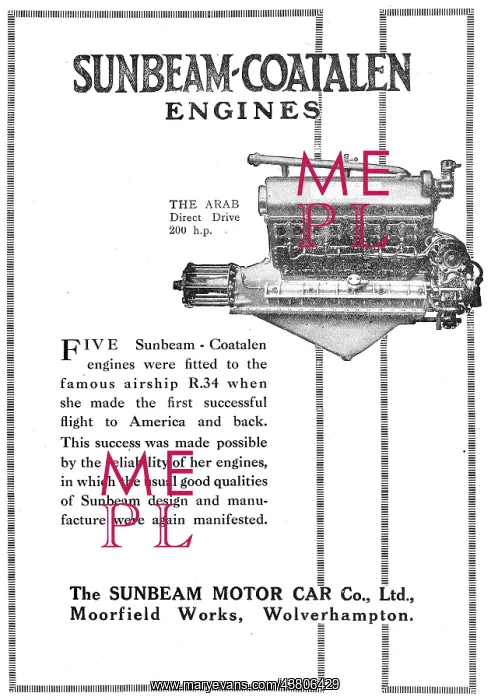: Sunbeam-Coatalen Arab Aircraft Engine : Sunbeam-Coatalen Arab Aircraft Engine