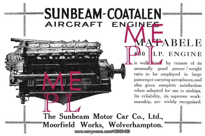 : Sunbeam-Coatalen Matabele 400 HP Aero Engine : Sunbeam-Coatalen Matabele 400 HP Aero Engine