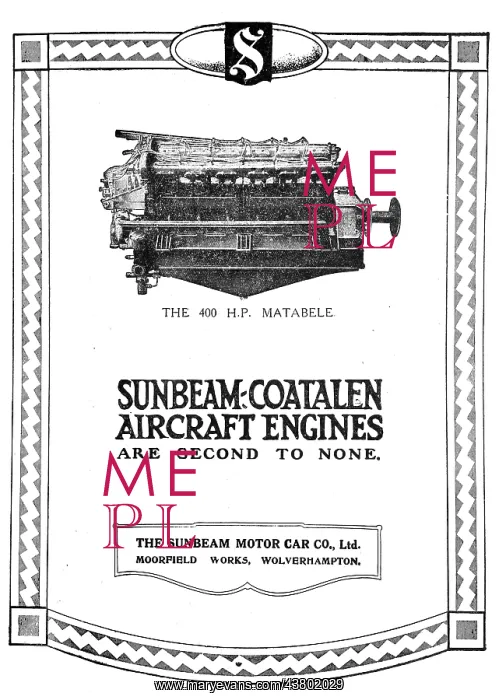 : Sunbeam-Coatalen Matabele Aircraft Engine : Sunbeam-Coatalen Matabele Aircraft Engine