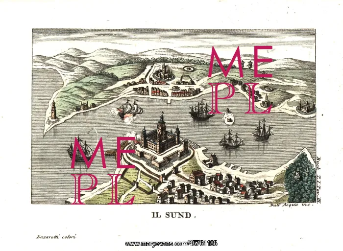 : The Sund (channel) with Kronborg Castle and Helsingborg : The Sund (channel) with Kronborg Castle and Helsingborg