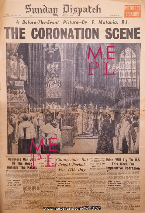 : Sunday Dispatch with coronation scene by Matania : Sunday Dispatch with coronation scene by Matania