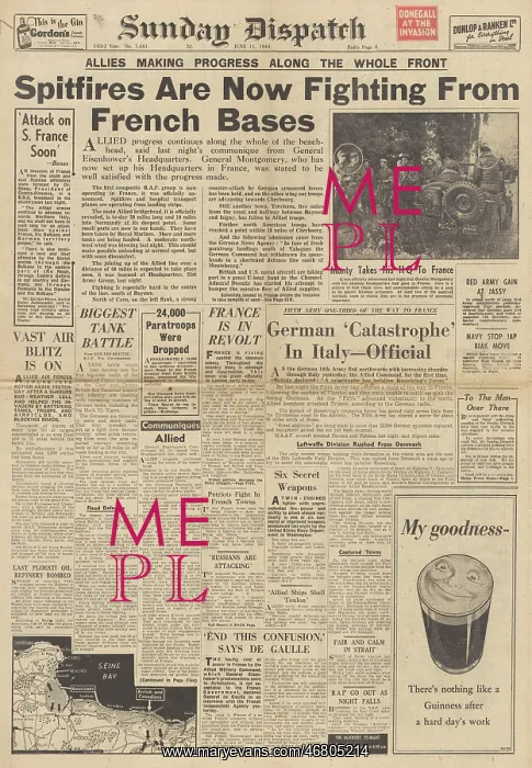 : Sunday Dispatch front page Battle of Caen : Sunday Dispatch front page Battle of Caen