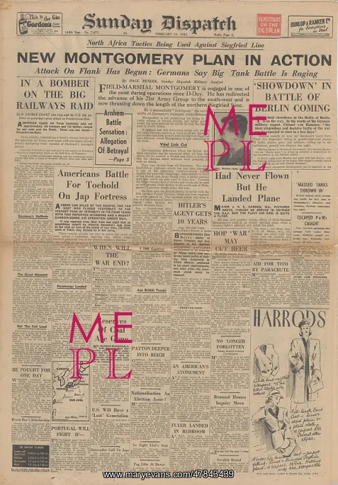 : Sunday Dispatch front page British Army on Siegfried Line : Sunday Dispatch front page British Army on Siegfried Line